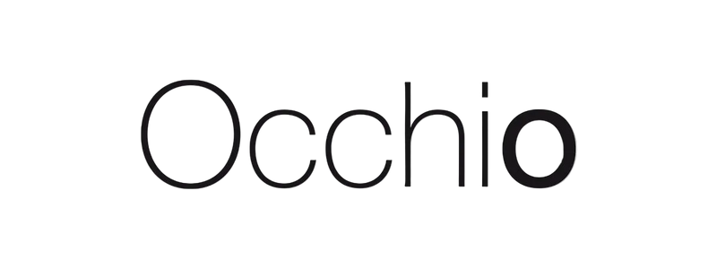Black 'Occhio' logo on a white background