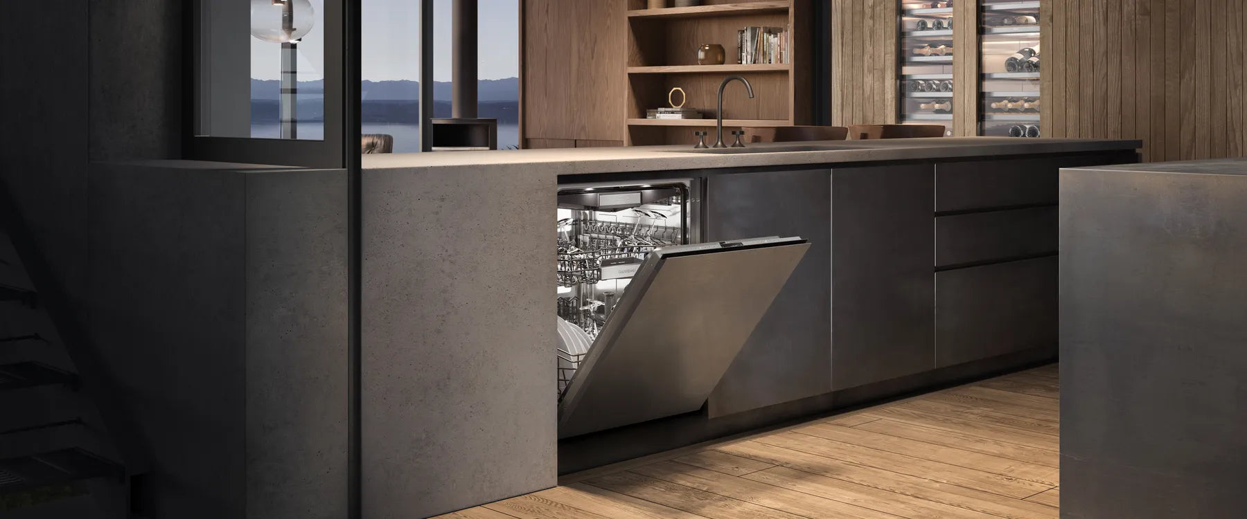 Fully integrated premium dishwasher in a modern kitchen