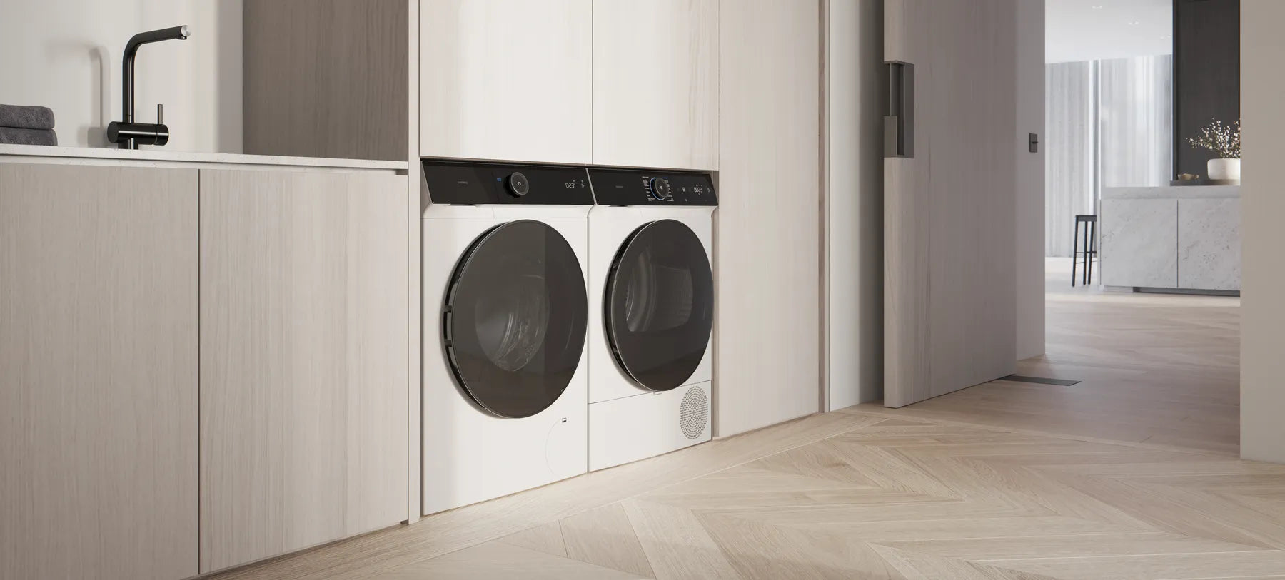 Premium laundry appliances coordinated for utility spaces